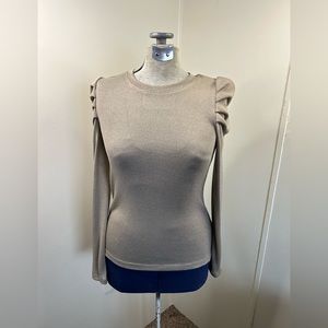 Ophelia Roe New Tan Rouch Long Sleeve Sweater Women’s Small